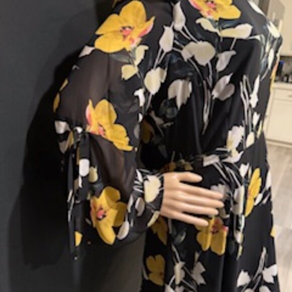 International Concepts Black Floral Chiffon Midi Dress 16 - Picture 5 of 11